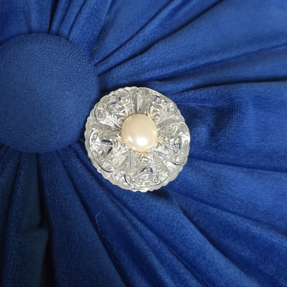 Vintage Western Germany Silver Pearl Floral Brooch Scarf Clip